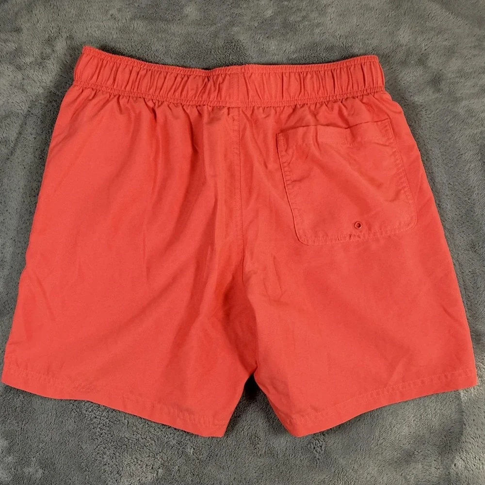 Adidas Swim Shorts Mens Medium Orange Trefoil Logo Mesh Lined Pockets Trunks